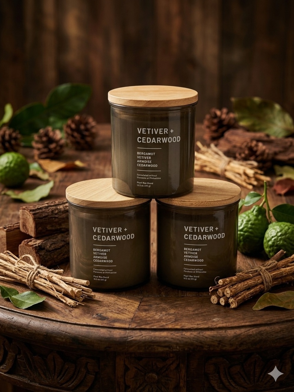 Threshold Vetiver & Cedarwood Scented Candles SET OF 3